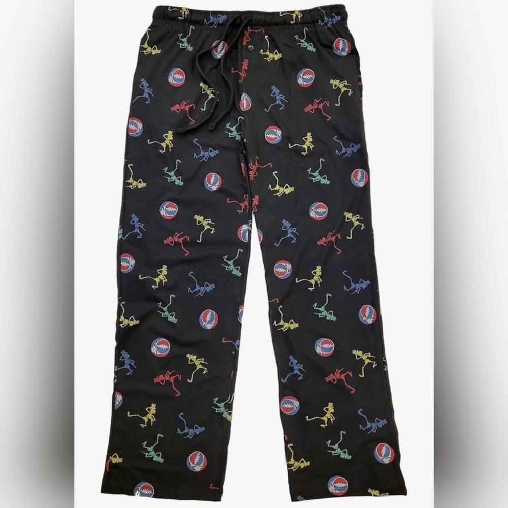 Grateful Dead Black Sweatpants with Multicolor Dancing Skeletons